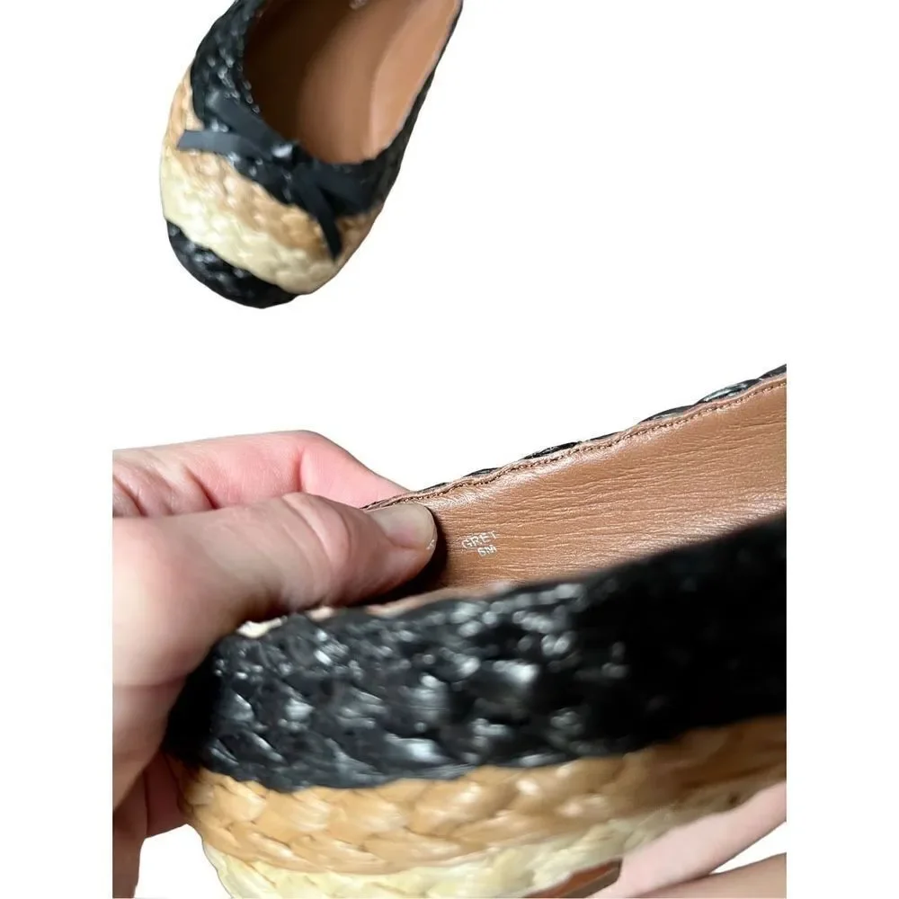 Donald Pliner Gret Braided Rafia‎ Woven Tri-color Ballet Flats size 6